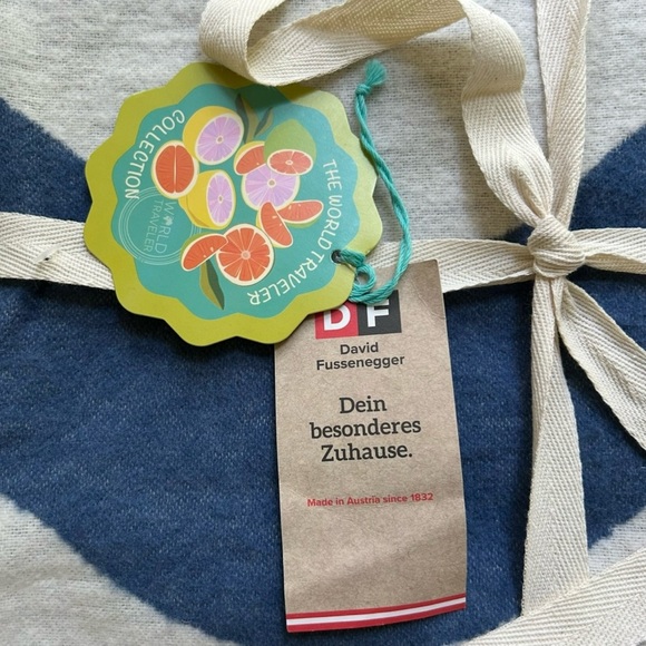 David Fussenegger World Traveler Throw Blanket Blue Waves & Sun Austria Cotton - Picture 5 of 6